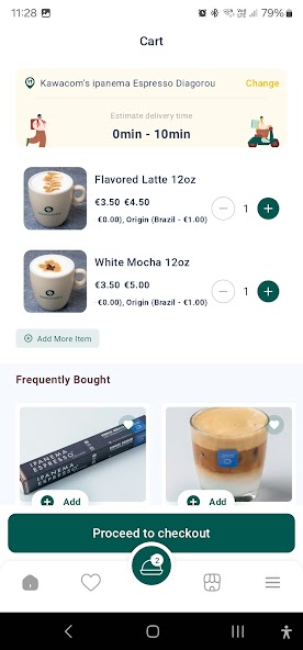 Kawacom's mobile app ordering interface
