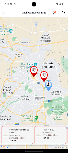 Pokerload mobile app venue map